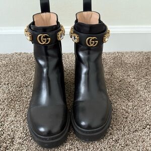 GUCCI Women's Trip Embellished Block Heel Chelsea Boots